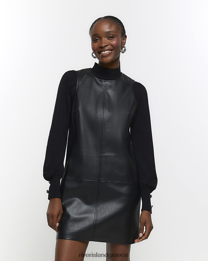 River Island ενδύματα μαύρος γυναίκες Μίνι φόρεμα από συνθετικό δέρμα B6N8X3756