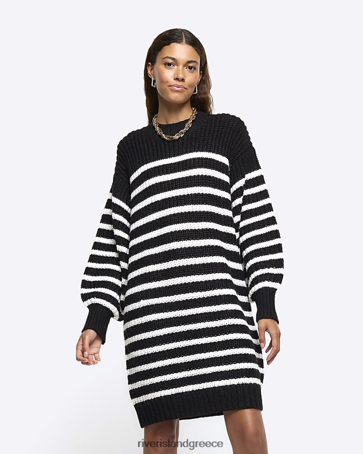 River Island ενδύματα μαύρος γυναίκες Μίνι φόρεμα με λωρίδες B6N8X4112