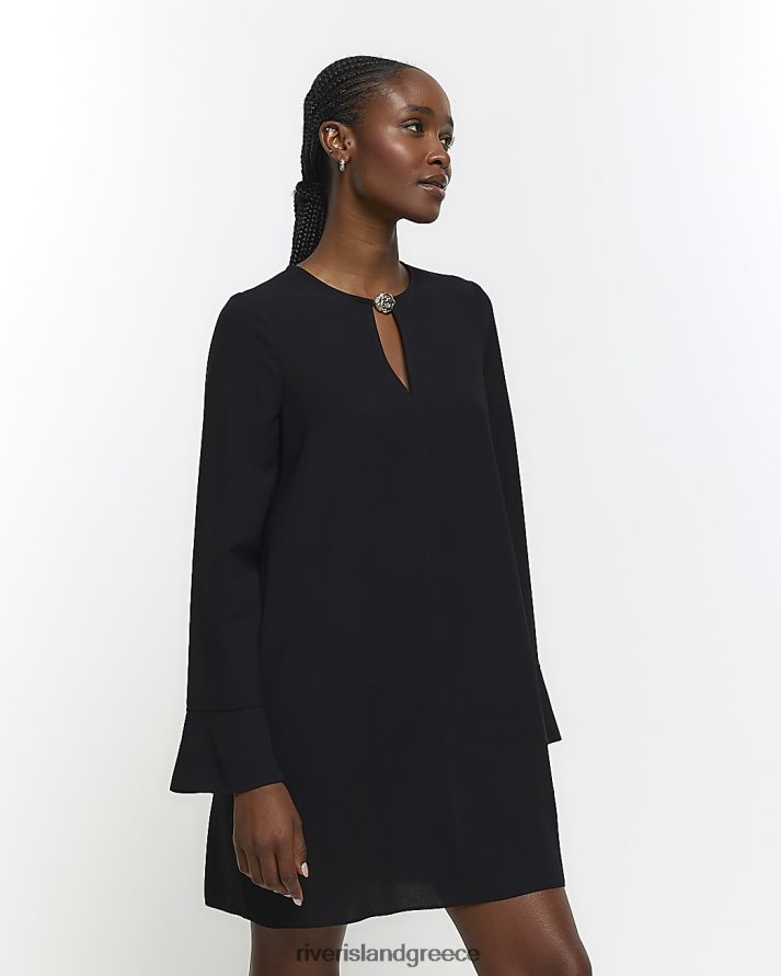 River Island ενδύματα μαύρος γυναίκες Μίνι φόρεμα με αλλαγή κουμπιών B6N8X4149