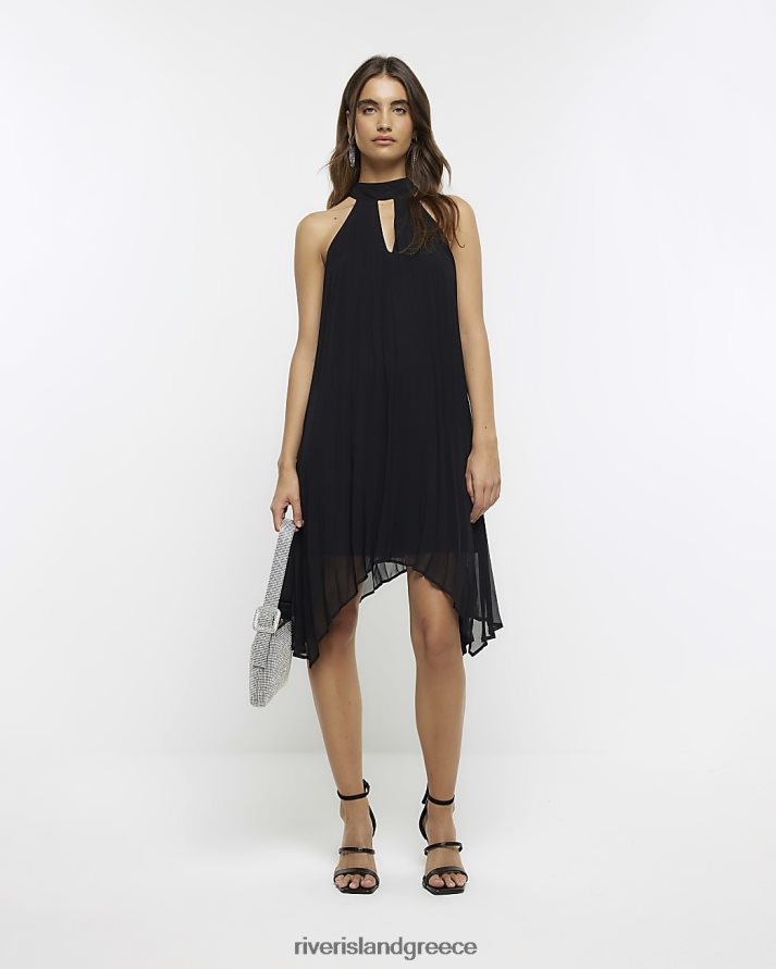 River Island ενδύματα μαύρος γυναίκες Πλισέ τσόκερ μίνι φόρεμα B6N8X4175