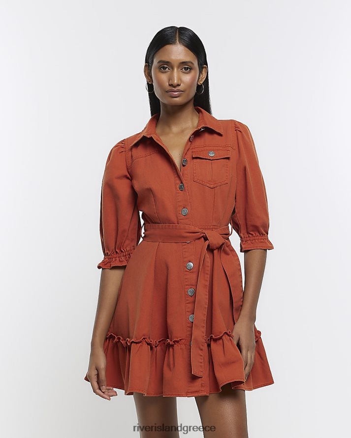 River Island ενδύματα σκουριά γυναίκες τζιν μίνι φόρεμα B6N8X4711