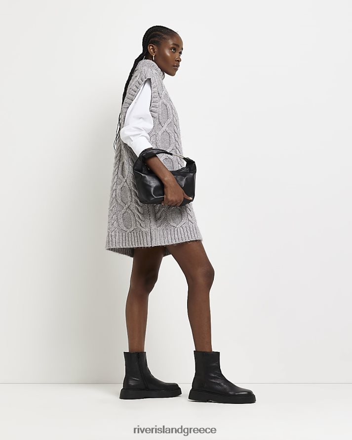 River Island ενδύματα γκρί γυναίκες Μίνι πουκάμισο φόρεμα πουκάμισο B6N8X4740