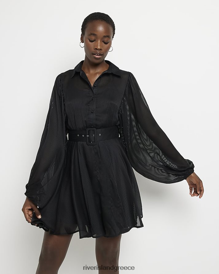 River Island ενδύματα μαύρος γυναίκες Μίνι φόρεμα με ψηλή ζώνη B6N8X4937