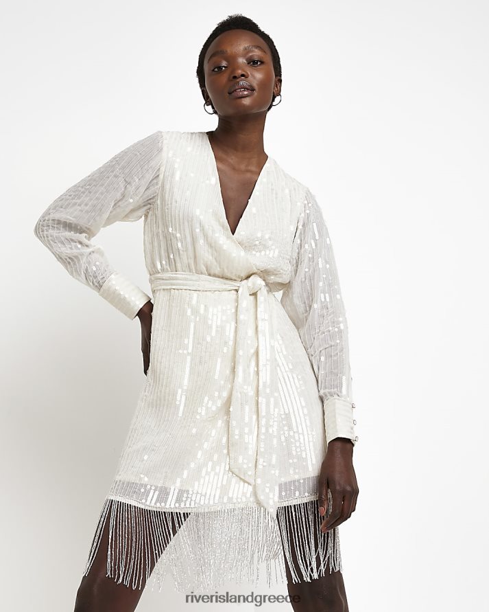 River Island ενδύματα κρέμα γυναίκες Μίνι φόρεμα με παγιέτες B6N8X4986