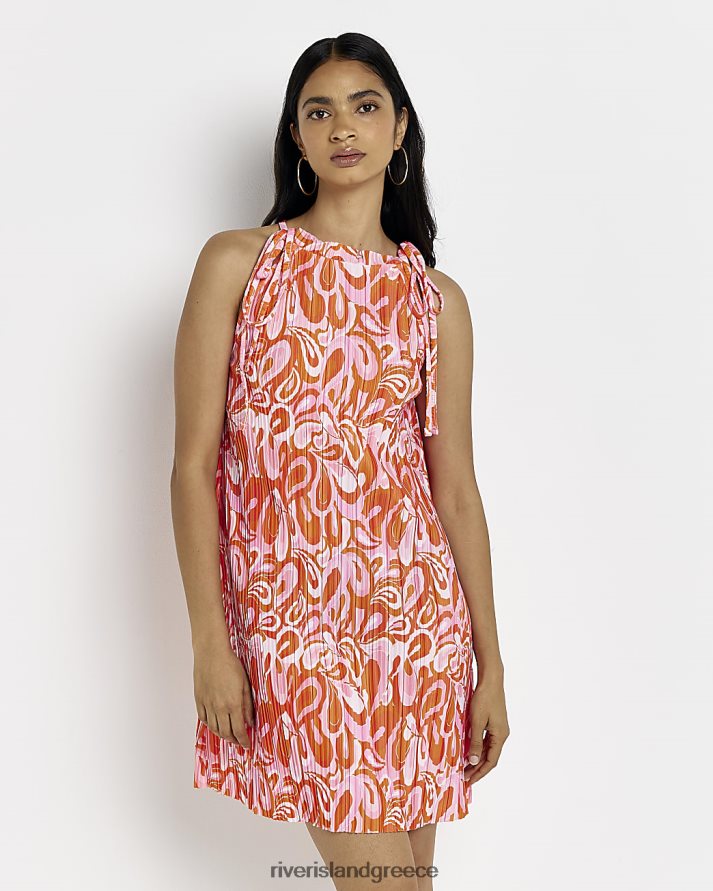 River Island ενδύματα ροζ γυναίκες Μίνι φόρεμα με εμπριμέ λαιμόκοψη B6N8X5003