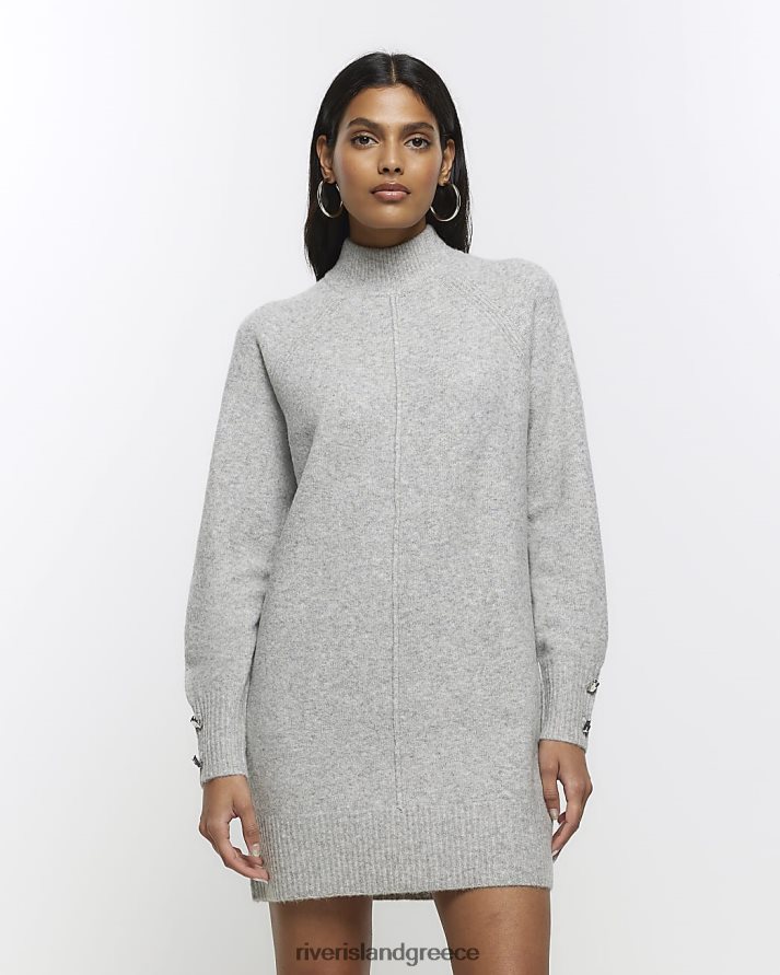 River Island ενδύματα γκρί γυναίκες πλεκτό άνετο μίνι φόρεμα B6N8X575