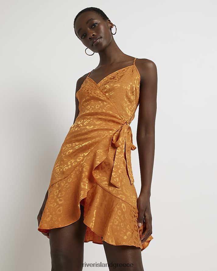 River Island ενδύματα πορτοκάλι γυναίκες Σατέν μίνι φόρεμα με animal print B6N8X2135