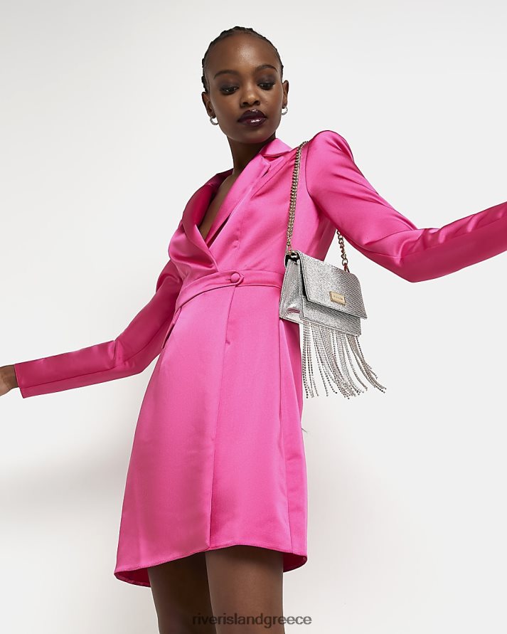 River Island ενδύματα ροζ γυναίκες Μίνι φόρεμα σατέν blazer B6N8X2037