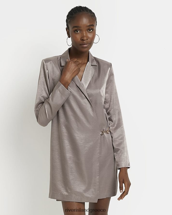 River Island ενδύματα μπρούντζος γυναίκες Σατέν μίνι blazer φόρεμα B6N8X2043