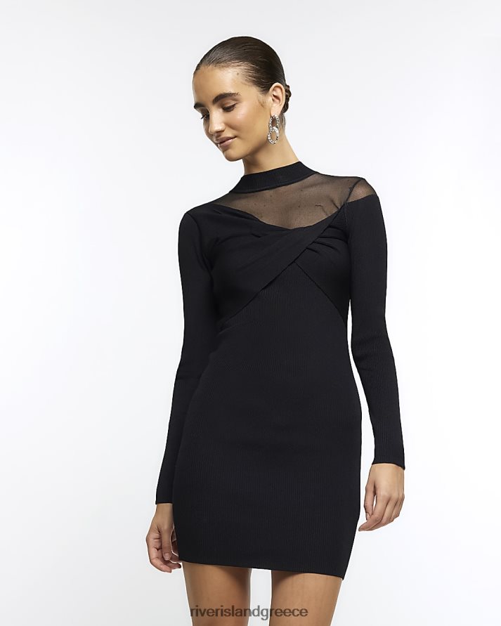 River Island ενδύματα μαύρος γυναίκες Μίνι φόρεμα με λεπτομέρεια bodycon B6N8X3920