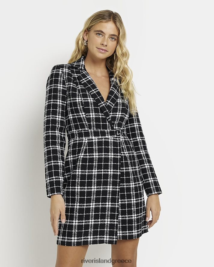 River Island ενδύματα μαύρος γυναίκες check boucle mini blazer φόρεμα B6N8X4940