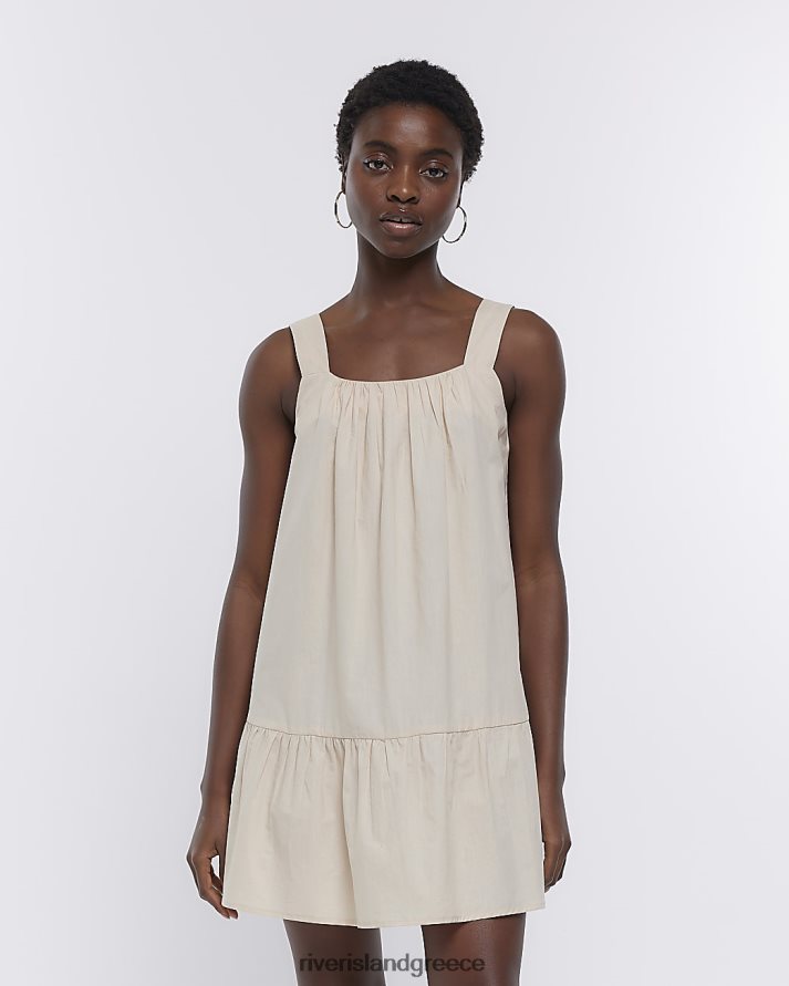 River Island ενδύματα πέτρα γυναίκες frill μίνι φόρεμα B6N8X1894