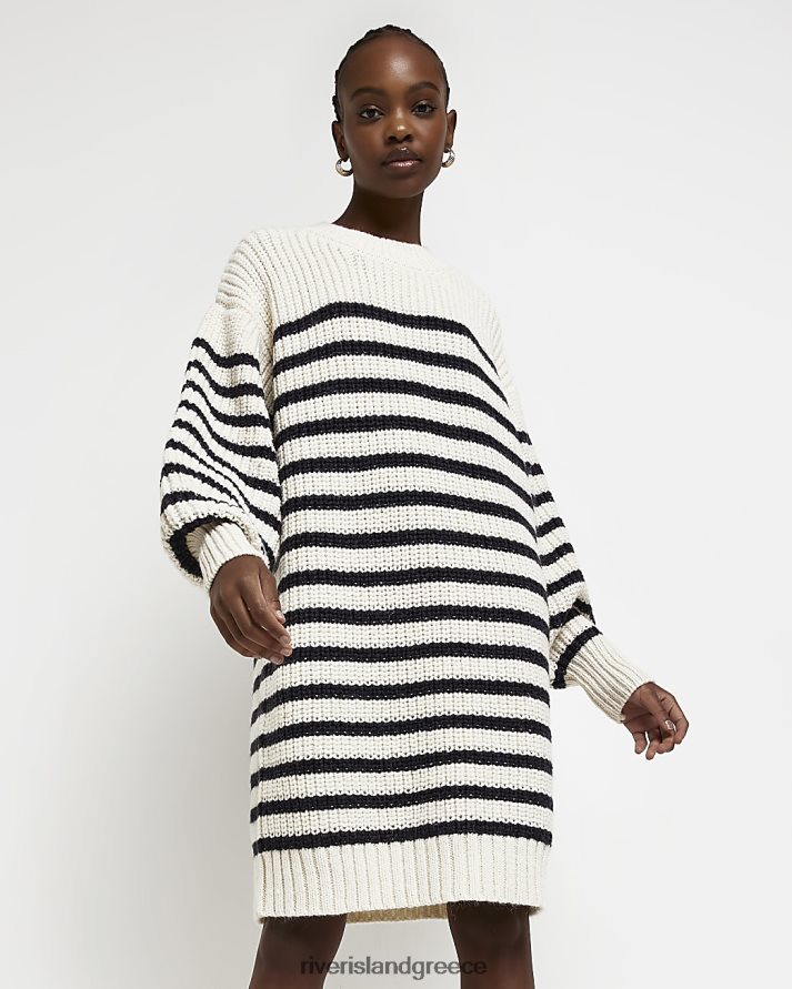 River Island ενδύματα εκρού γυναίκες Μίνι φόρεμα με ριγέ πλεκτό jumper B6N8X4838