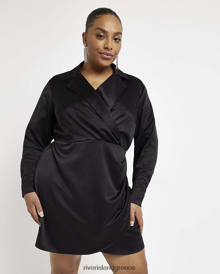 River Island ενδύματα μαύρος γυναίκες mini blazer φόρεμα συν σατέν B6N8X5171