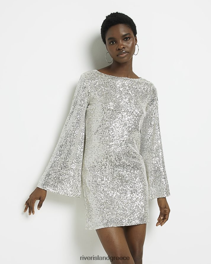 River Island ενδύματα ασήμι γυναίκες Μίνι φόρεμα με petite sequin shift B6N8X5271