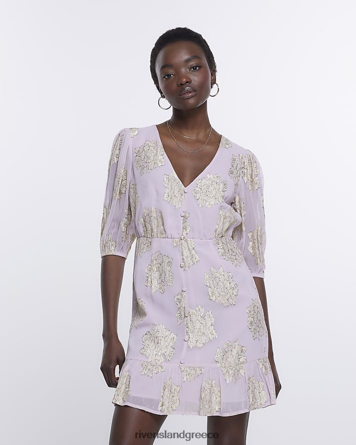 River Island ενδύματα μωβ γυναίκες shimmer skater μίνι φόρεμα B6N8X1797