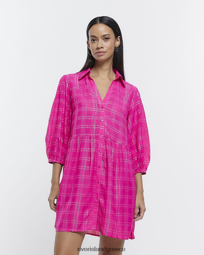 River Island ενδύματα ροζ γυναίκες smock πουκάμισο μίνι φόρεμα B6N8X1777
