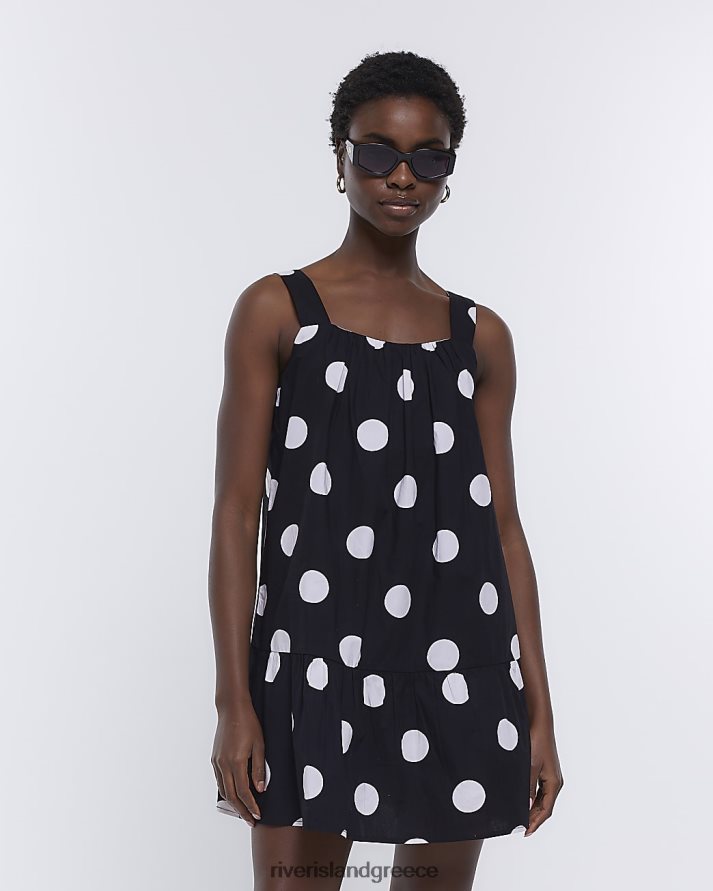 River Island ενδύματα μαύρος γυναίκες spot swing μίνι φόρεμα B6N8X1569