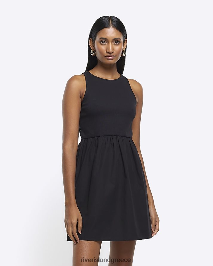River Island ενδύματα μαύρος γυναίκες αμάνικο swing μίνι φόρεμα B6N8X1763