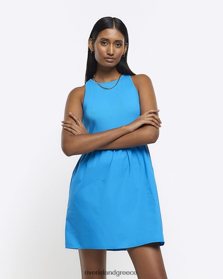 River Island ενδύματα μπλε γυναίκες αμάνικο swing μίνι φόρεμα B6N8X1764
