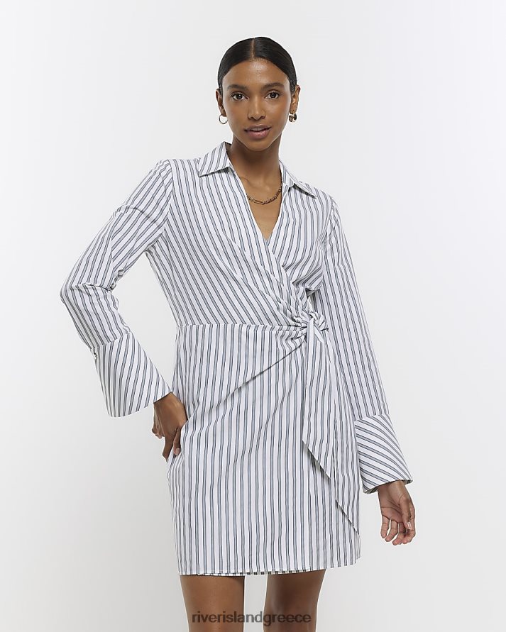River Island ενδύματα γκρί γυναίκες wrap μίνι πουκάμισο φόρεμα B6N8X4500