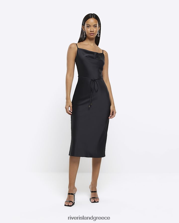 River Island ενδύματα μαύρος γυναίκες μίντι φόρεμα με λαιμόκοψη B6N8X1469