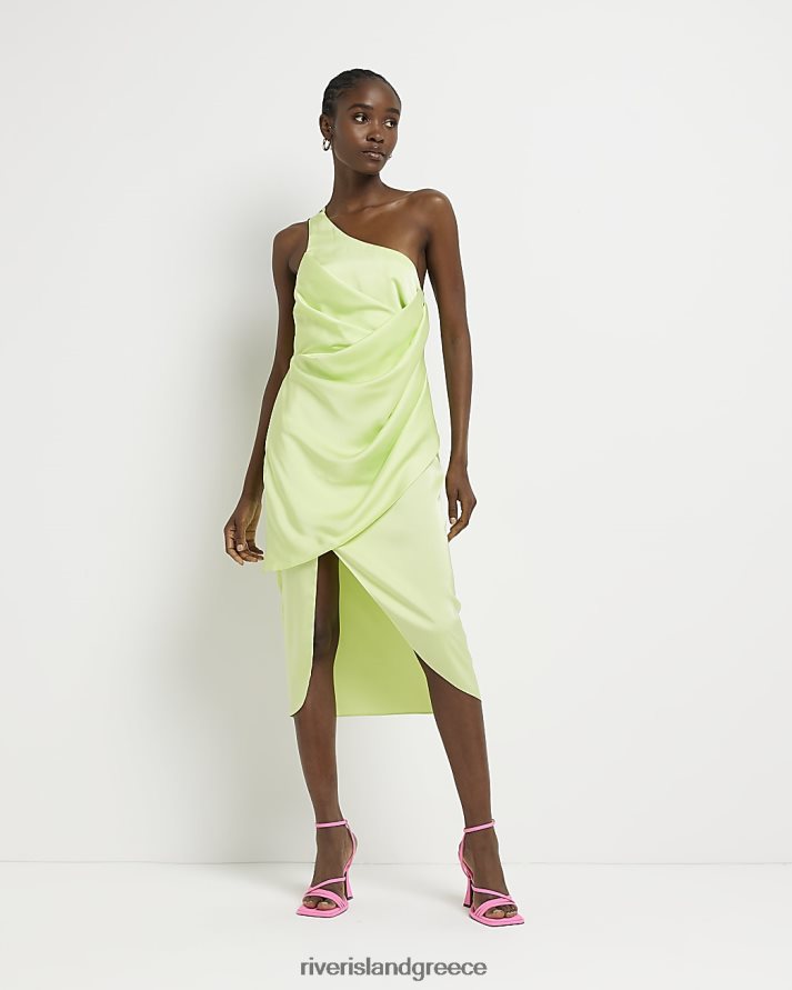 River Island ενδύματα άσβεστος γυναίκες μίντι φόρεμα σατέν με έναν ώμο B6N8X1658