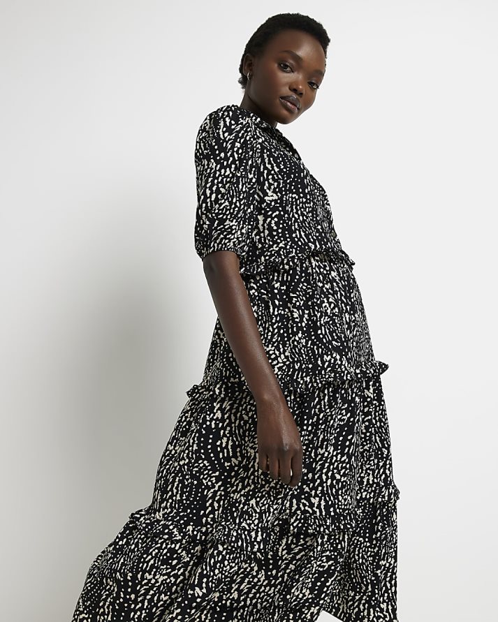 River Island ενδύματα μαύρος γυναίκες μίντι φόρεμα με στίγματα B6N8X1852