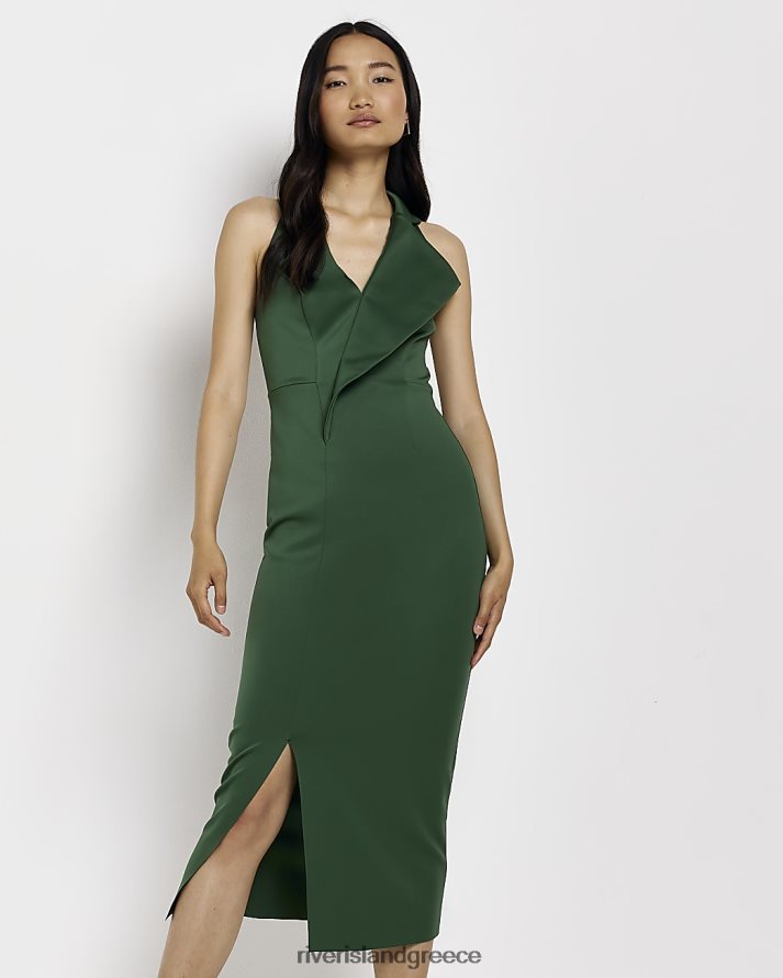 River Island ενδύματα πράσινος γυναίκες μίντι μπλέιζερ φόρεμα με λαιμόκοψη B6N8X1913