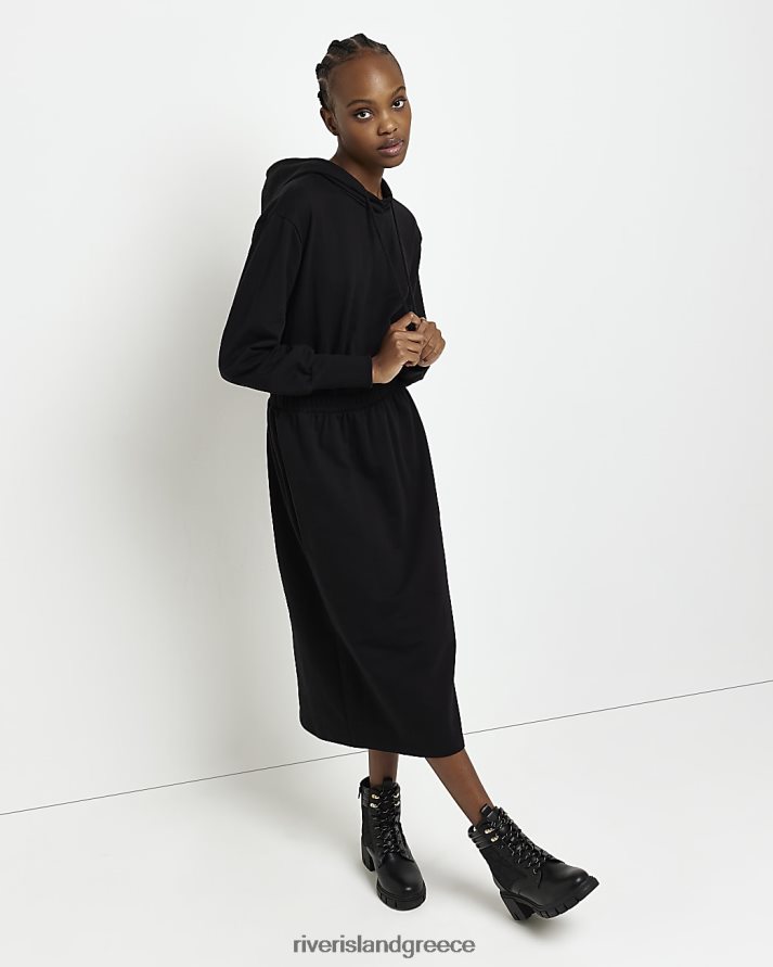 River Island ενδύματα μαύρος γυναίκες Μίντι φόρεμα φούτερ με κουκούλα B6N8X1922