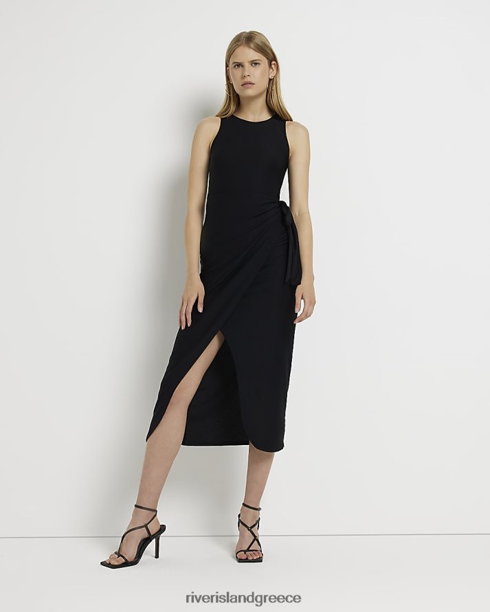 River Island ενδύματα μαύρος γυναίκες αμάνικο μίντι φόρεμα B6N8X2132
