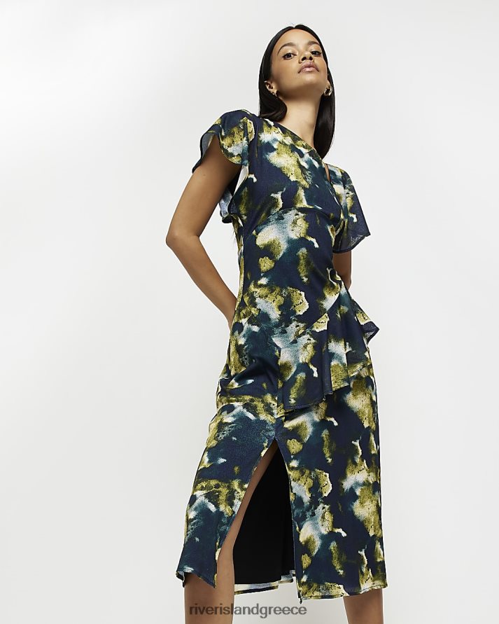 River Island ενδύματα μαύρος γυναίκες μίντι φόρεμα με στάμπα B6N8X2152