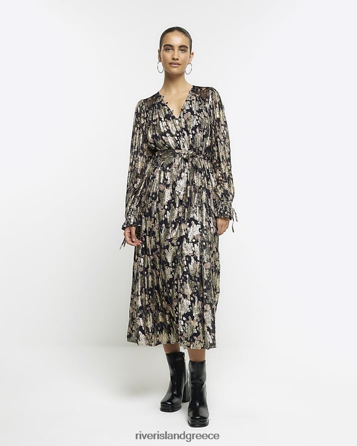 River Island ενδύματα μαύρος γυναίκες μίντι φόρεμα με γκλίτερ ζώνη B6N8X3735