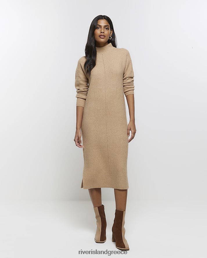 River Island ενδύματα καφέ γυναίκες πλεκτό μίντι φόρεμα B6N8X4161