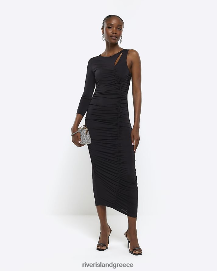 River Island ενδύματα μαύρος γυναίκες μίντι φόρεμα με κοψί και κομμένο σώμα B6N8X4314