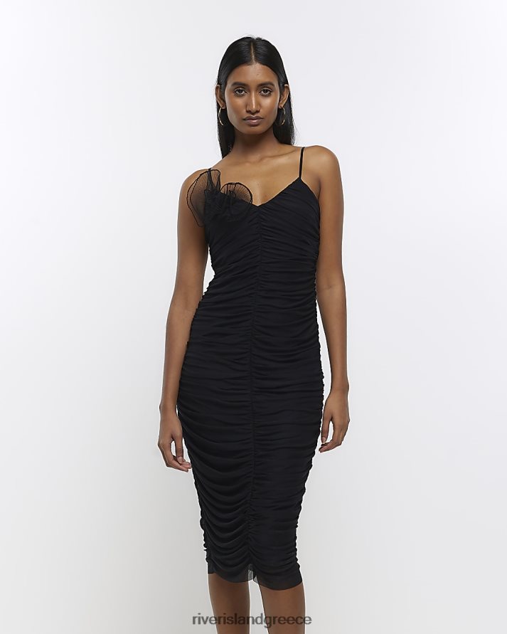 River Island ενδύματα μαύρος γυναίκες αμάνικο μίντι φόρεμα κορσάζ B6N8X4687