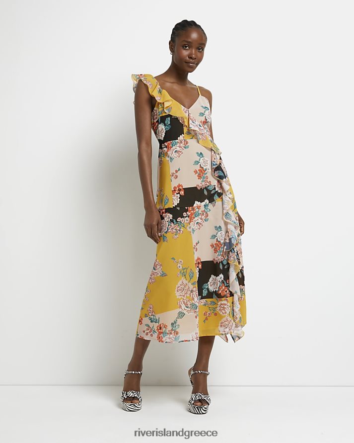 River Island ενδύματα μαύρος γυναίκες φλοράλ μίντι φόρεμα B6N8X4804