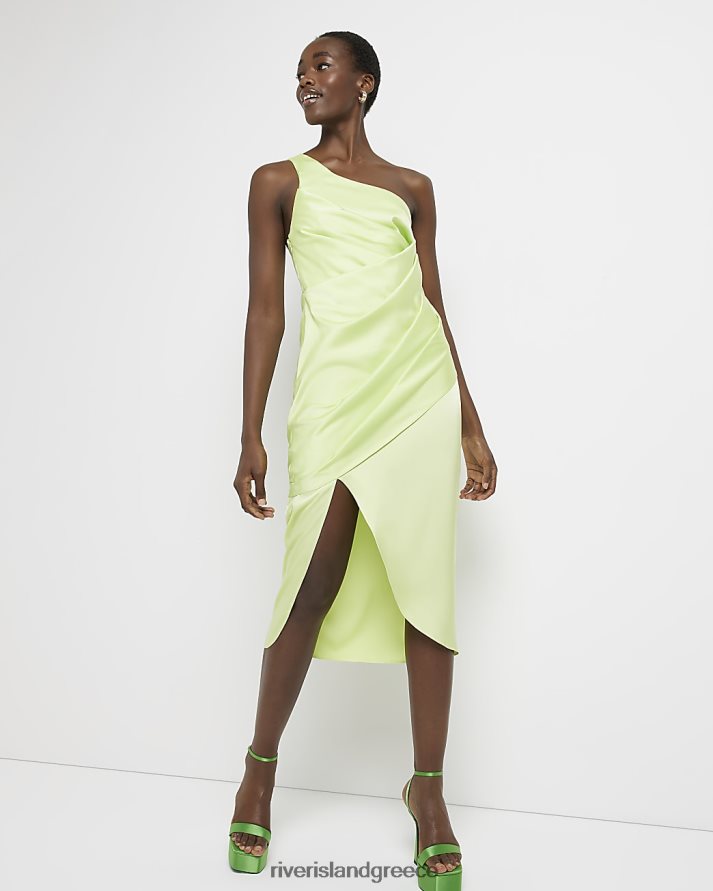 River Island ενδύματα πράσινο ασβέστη γυναίκες ψηλό σατέν μίντι φόρεμα B6N8X4981