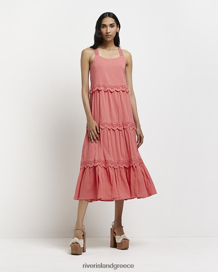 River Island ενδύματα κοράλλι γυναίκες μίντι φόρεμα σε επίπεδα B6N8X4989