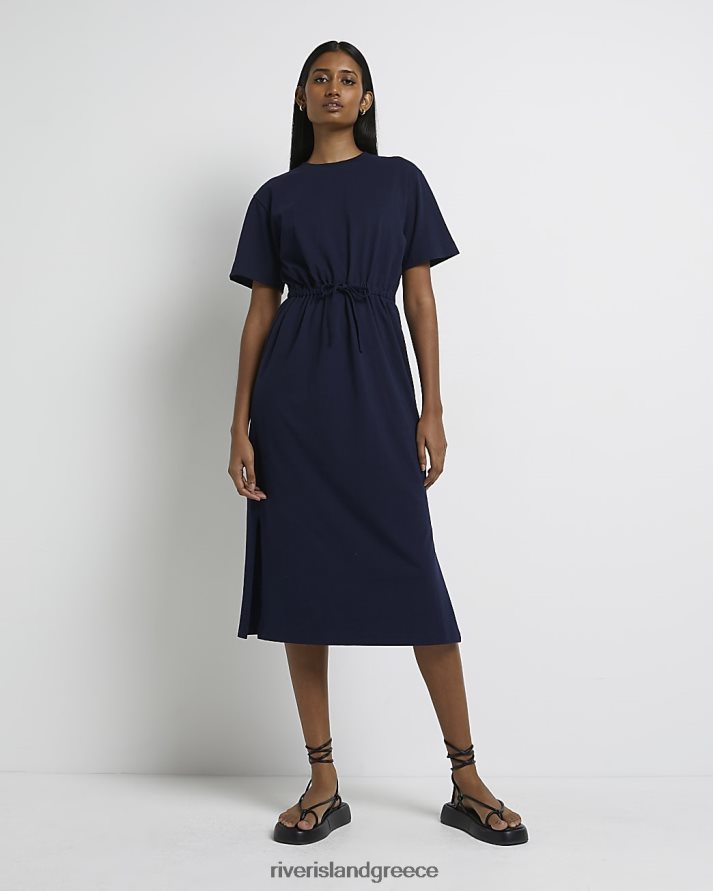 River Island ενδύματα ΠΟΛΕΜΙΚΟ ΝΑΥΤΙΚΟ γυναίκες Μίντι φόρεμα μπλουζάκι με κορδόνι B6N8X5014