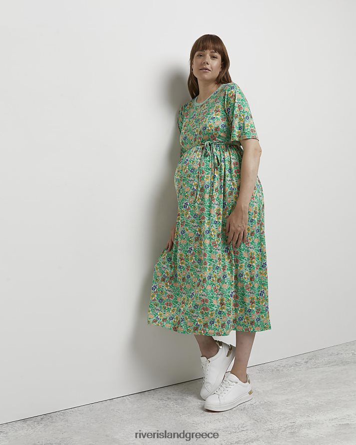 River Island ενδύματα πράσινος γυναίκες φλοράλ μίντι φόρεμα εγκυμοσύνης B6N8X5373