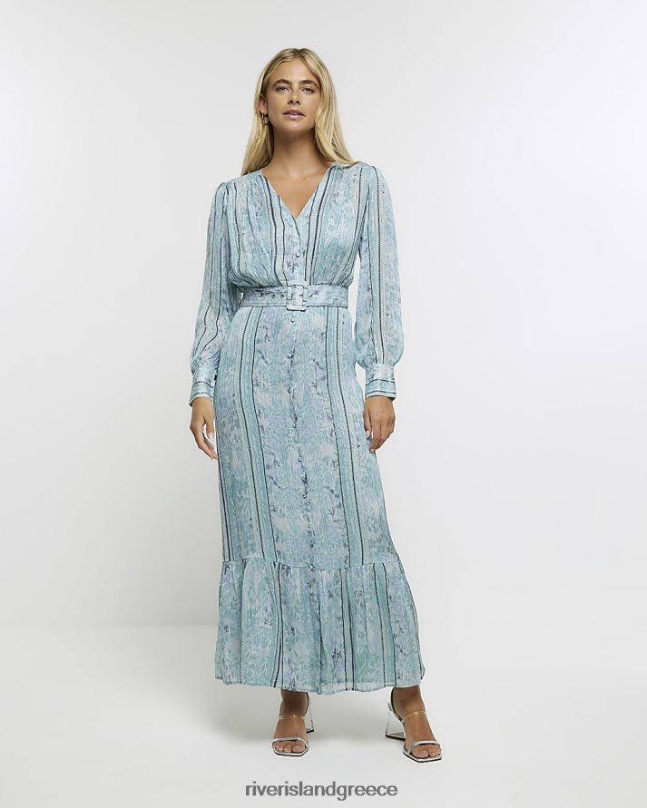 River Island ενδύματα μπλε γυναίκες φλοράλ μίντι φόρεμα κούνιας με ζώνη B6N8X892