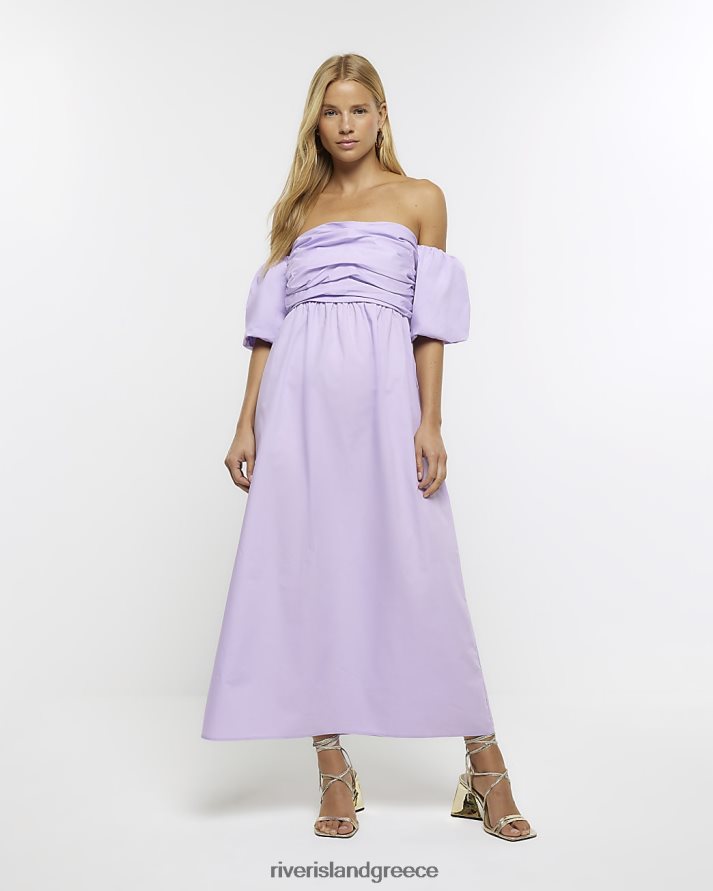 River Island ενδύματα μωβ γυναίκες μίντι φόρεμα μπαρντό B6N8X918