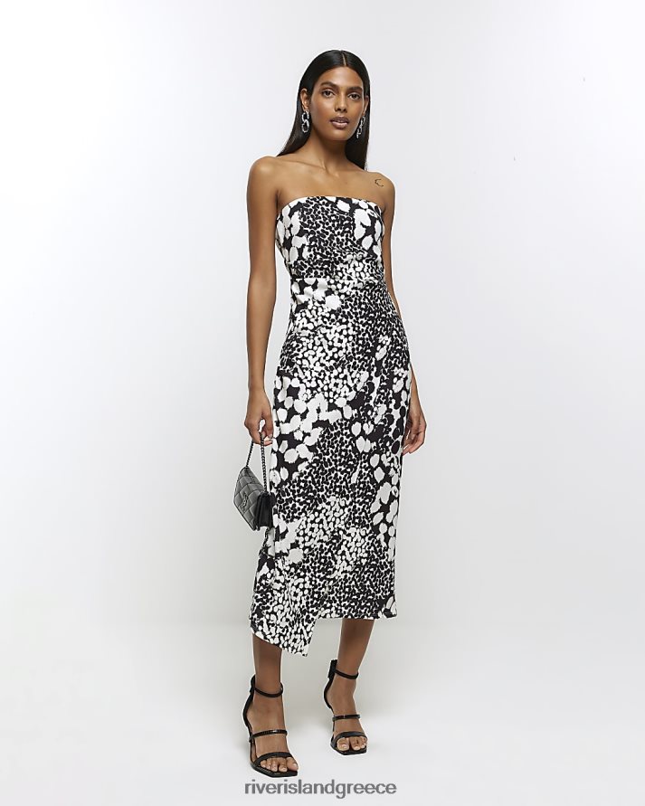 River Island ενδύματα άσπρο γυναίκες μίντι φόρεμα με animal print bandeau B6N8X3896