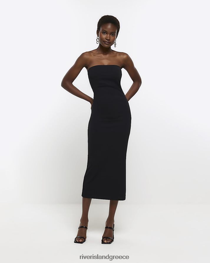 River Island ενδύματα μαύρος γυναίκες μίντι φόρεμα bandeau bodycon B6N8X1358