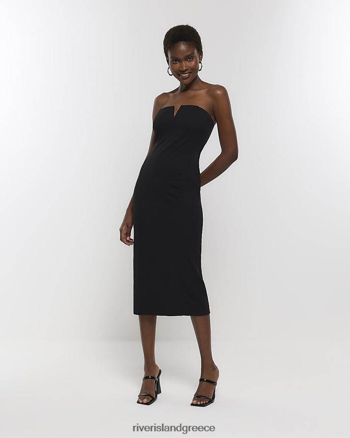 River Island ενδύματα μαύρος γυναίκες μίντι φόρεμα bandeau bodycon B6N8X460