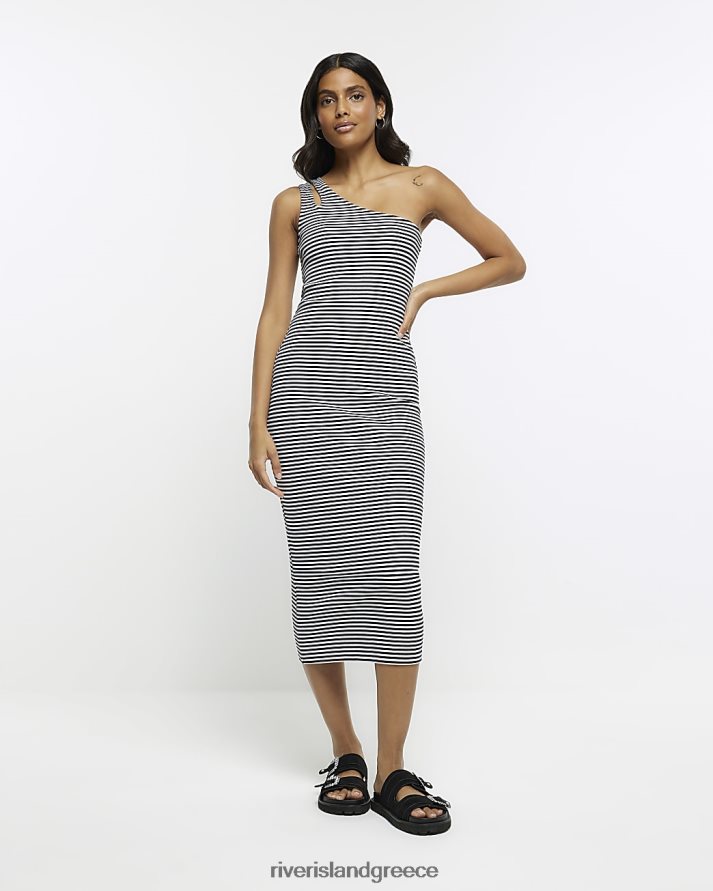 River Island ενδύματα άσπρο γυναίκες ριμπ ασύμμετρο μίντι φόρεμα bodycon B6N8X1130