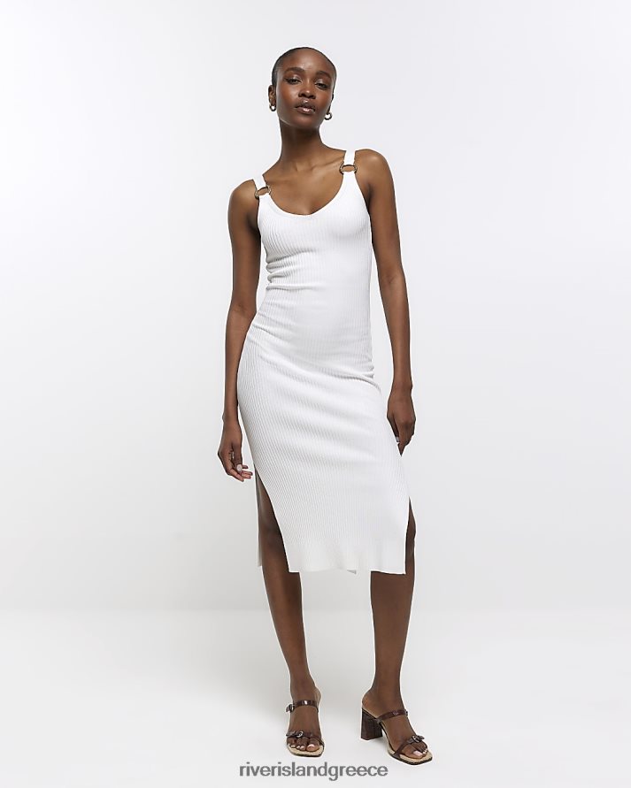 River Island ενδύματα άσπρο γυναίκες πλεκτό μίντι φόρεμα bodycon B6N8X1749