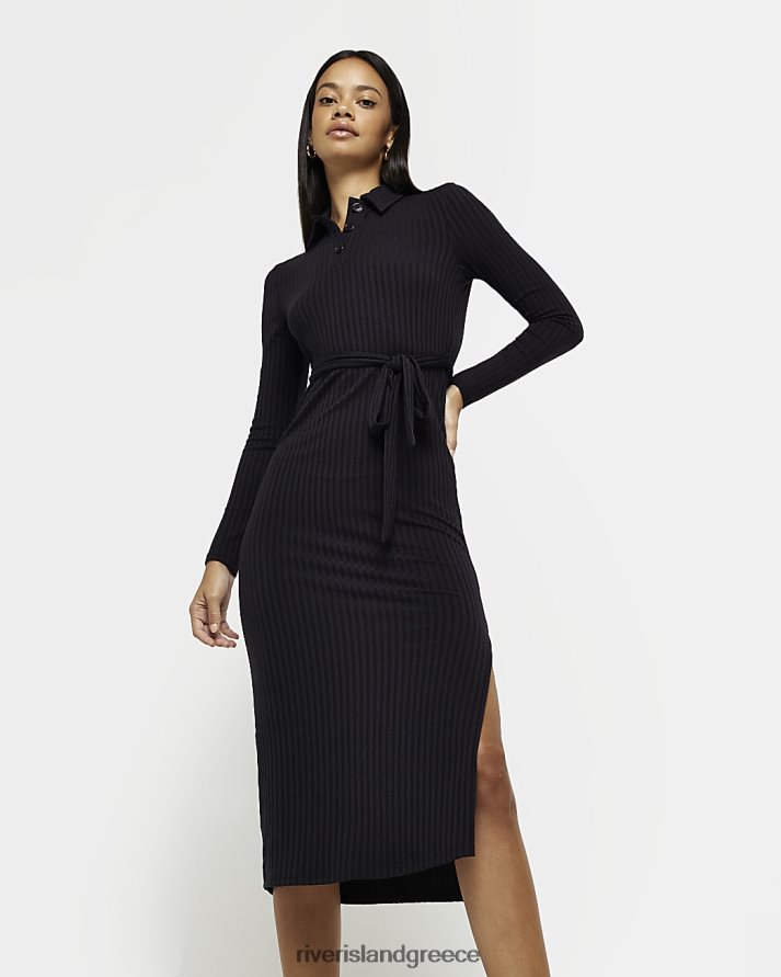 River Island ενδύματα μαύρος γυναίκες μακρυμάνικο bodycon μίντι φόρεμα B6N8X470