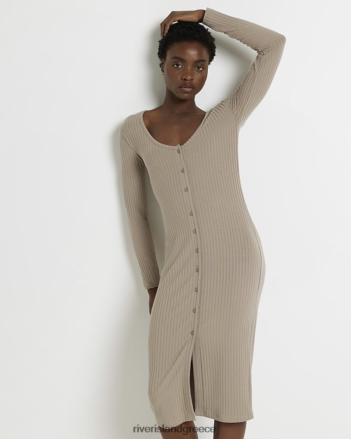River Island ενδύματα μπεζ γυναίκες Μίντι φόρεμα bodycon B6N8X5064